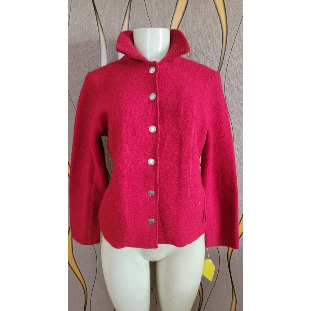 VTG CASUAL CORNER ANNEX RED BUTTON DOWN 100% WOOL CARDIGAN / JACKET SIZE SP # 39